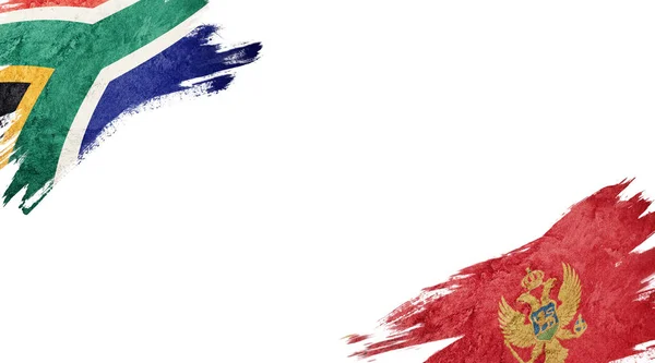 南非和黑山白底国旗 — 图库照片